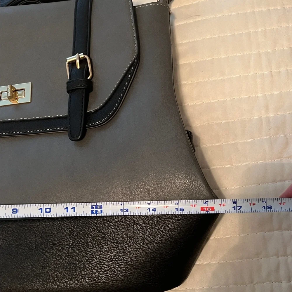 Jen & Co Vegan Leather Black and Gray Women's Backpack Purse